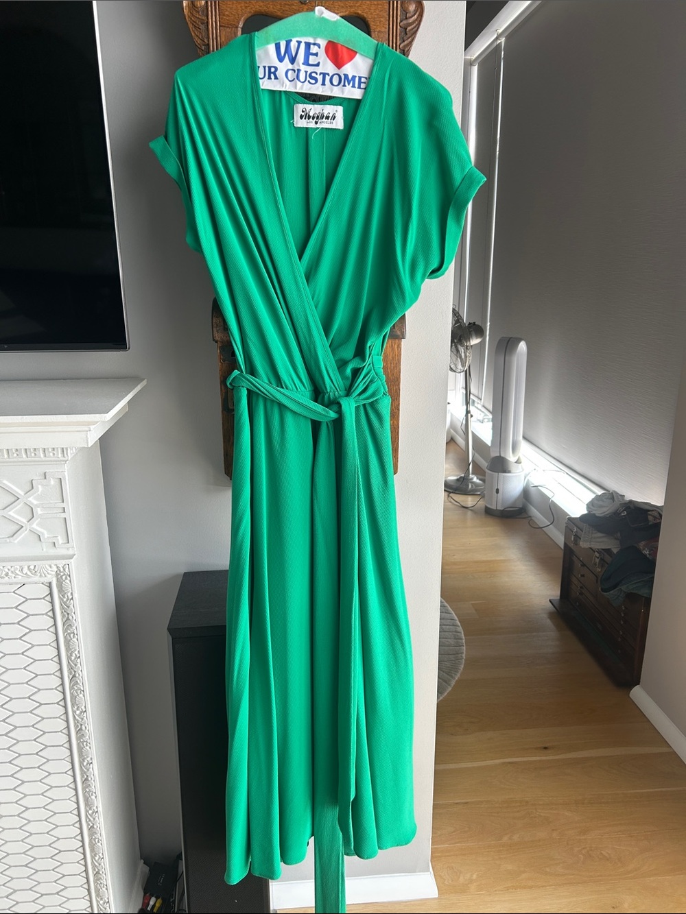 MEGHAN LA Kelly Green Wrap Around Dress with Belt